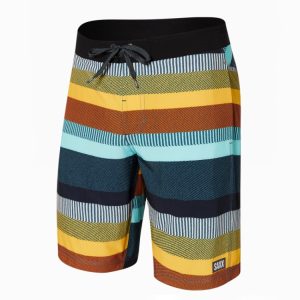 BETAWAVE 2N1 Swim Shorts 19" in Blanket Stripe-Multi by SAXX