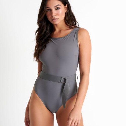 Belted High-Neck One-piece by Shan Swim