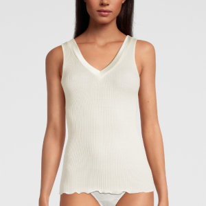 Wool and Silk Tank Top with Leavers Lace 4247 by Oscalito