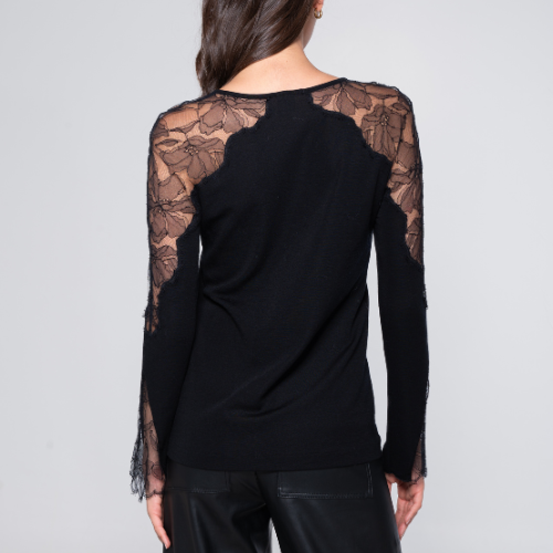 Wool and Silk Long Sleeve with Lace 7603 by Oscalito - Image 2